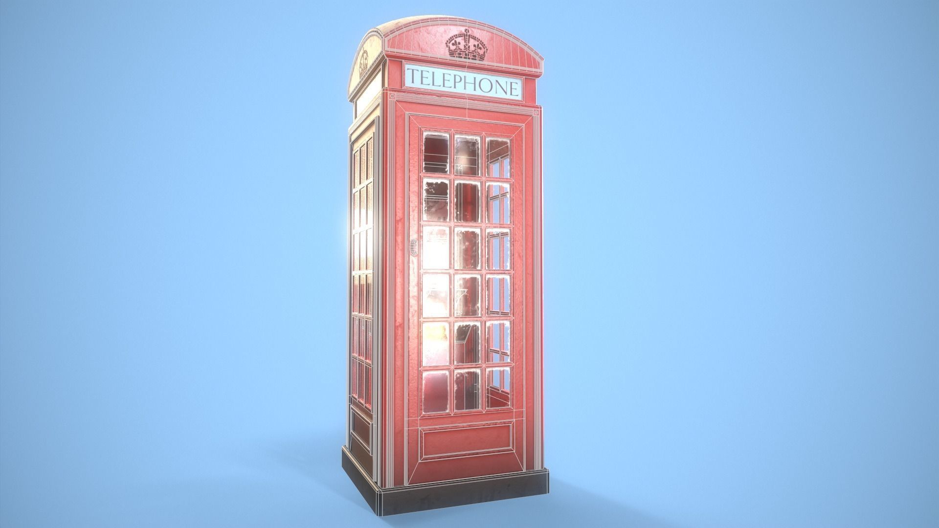 Telephone Box Low-poly 3D model_10