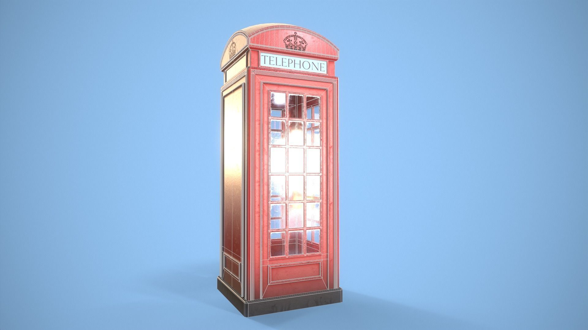 Telephone Box Low-poly 3D model_12