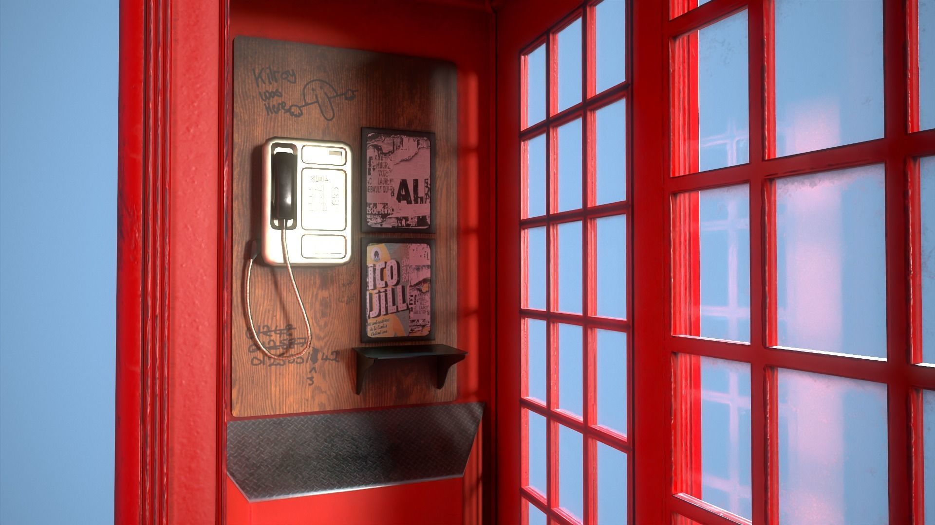 Telephone Box Low-poly 3D model_5