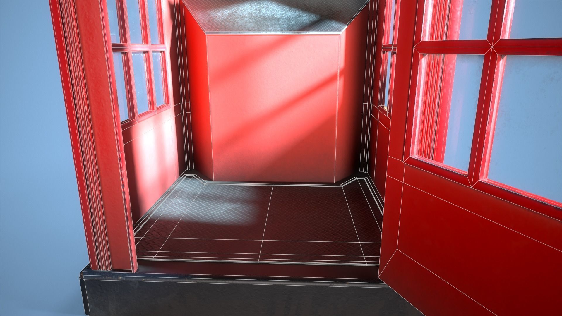 Telephone Box Low-poly 3D model_15