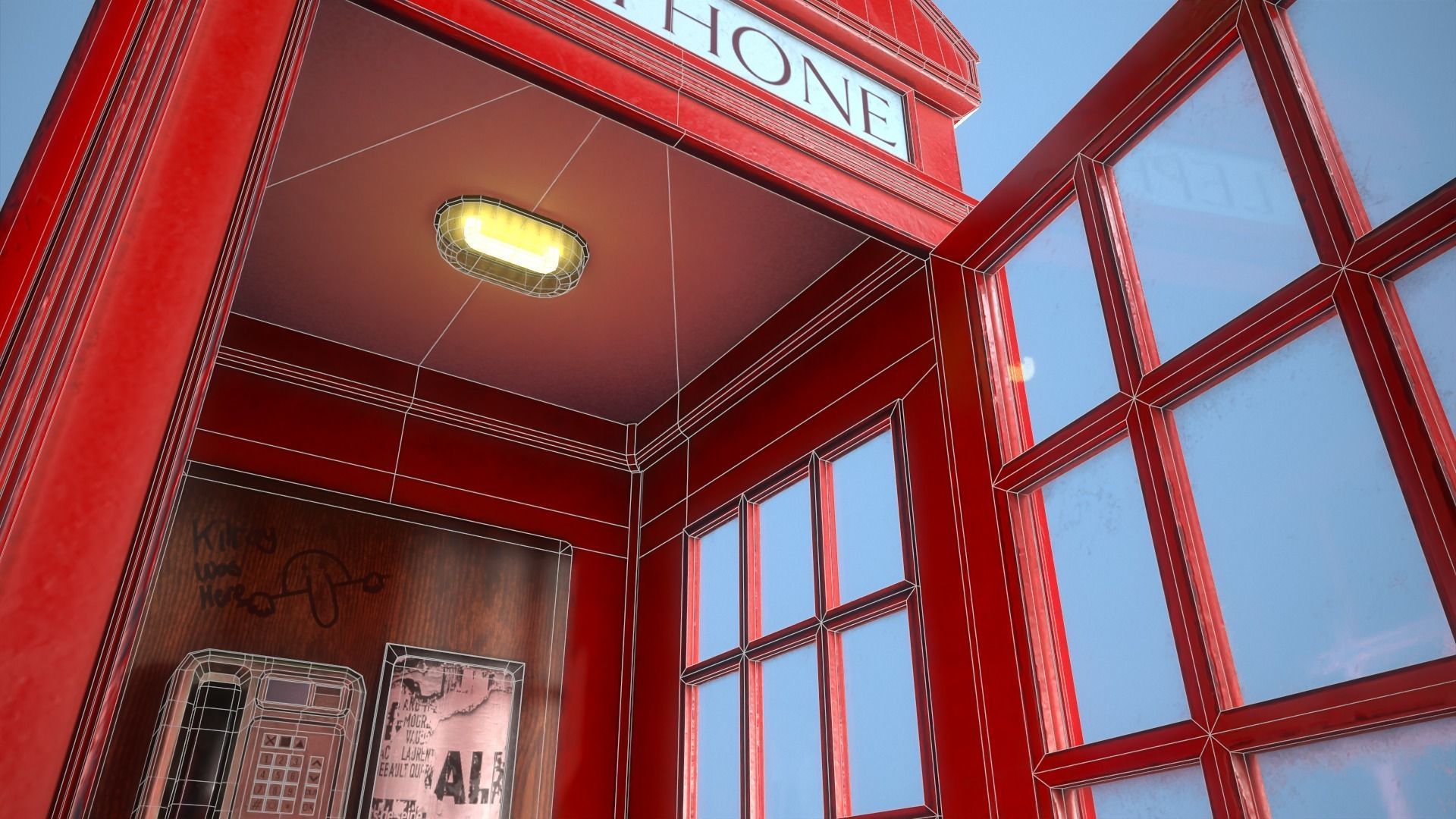 Telephone Box Low-poly 3D model_17