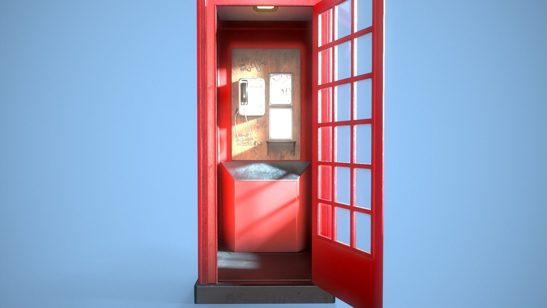 Telephone Box Low-poly 3D model_7