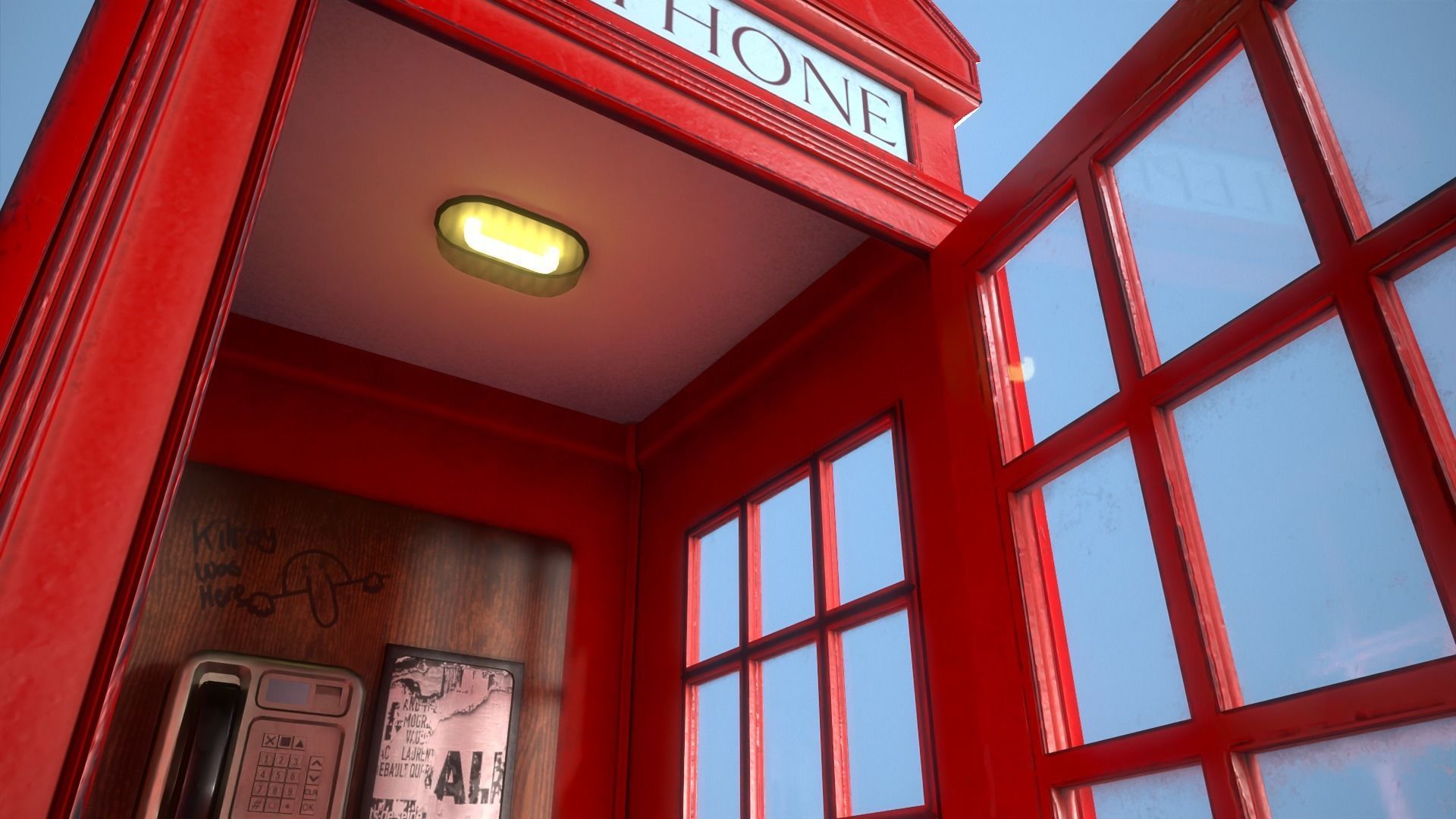 Telephone Box Low-poly 3D model_8