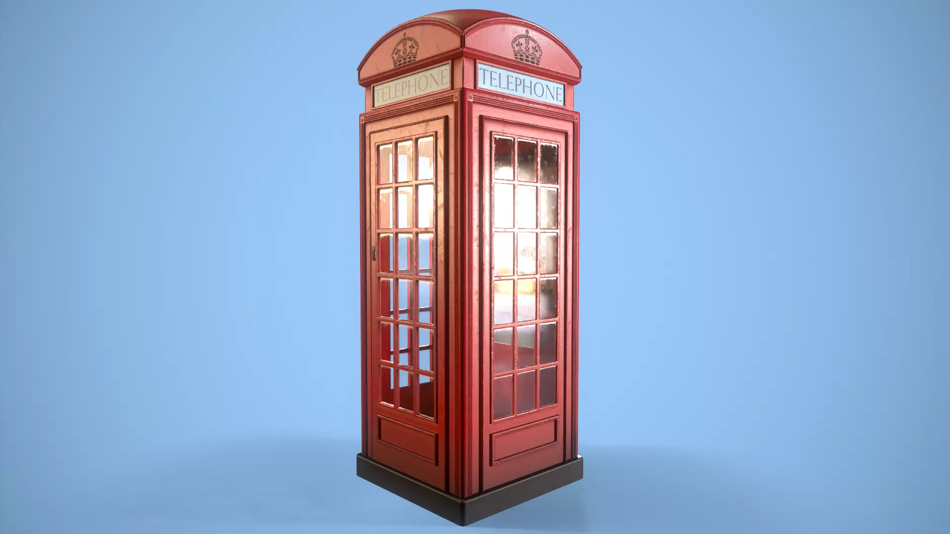 Telephone Box Low-poly 3D model_0