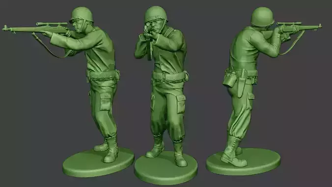 American soldier ww2 Shoot Stand4 A12 3D print model