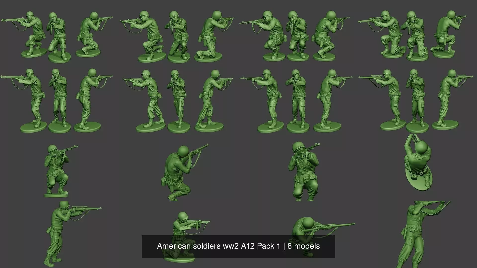 American soldiers ww2 A12 Pack 1 3D Model Collection_1