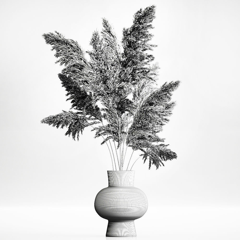 Bouquet of dried white reeds in a Vase 145 3D model_6