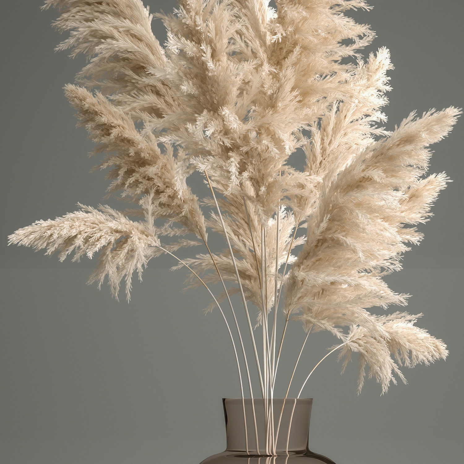 Bouquet of dried white reeds in a Vase 145 3D model_4