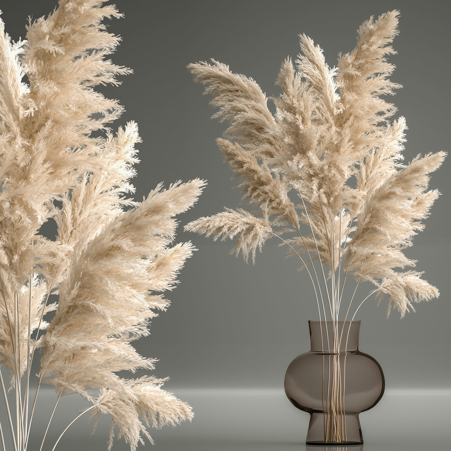 Bouquet of dried white reeds in a Vase 145 3D model_2