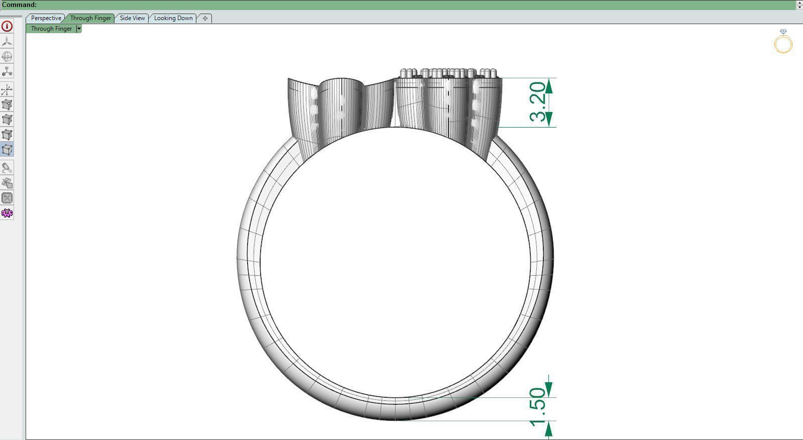 Gold ring V-gem 3D print model_9