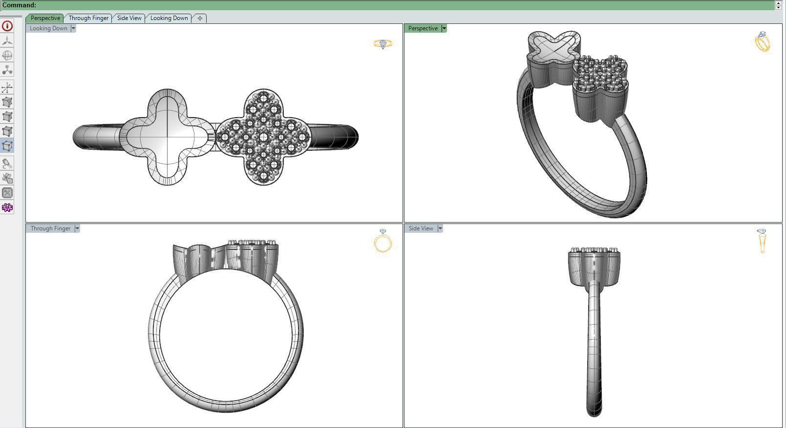 Gold ring V-gem 3D print model_7