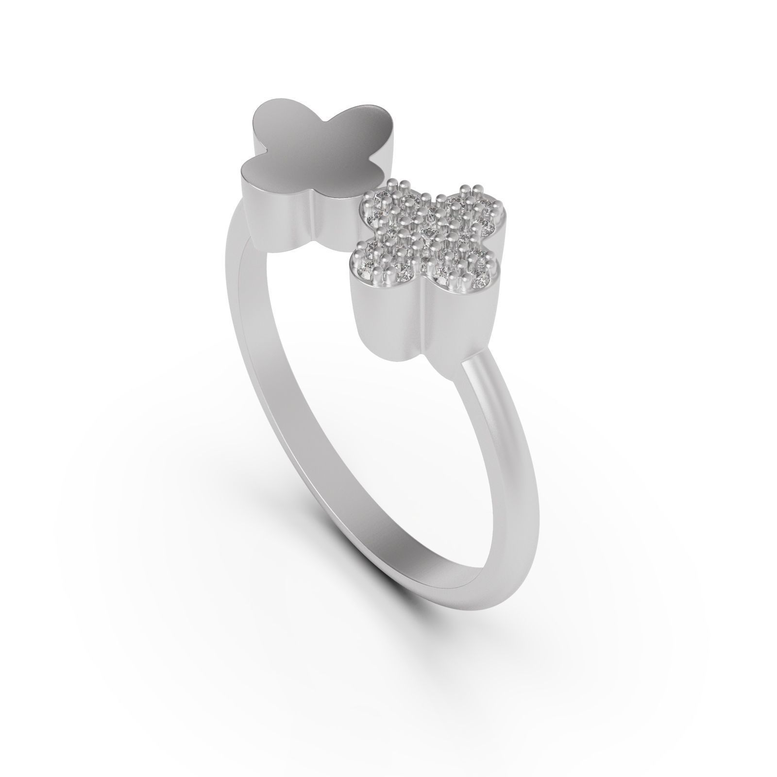 Gold ring V-gem 3D print model_6