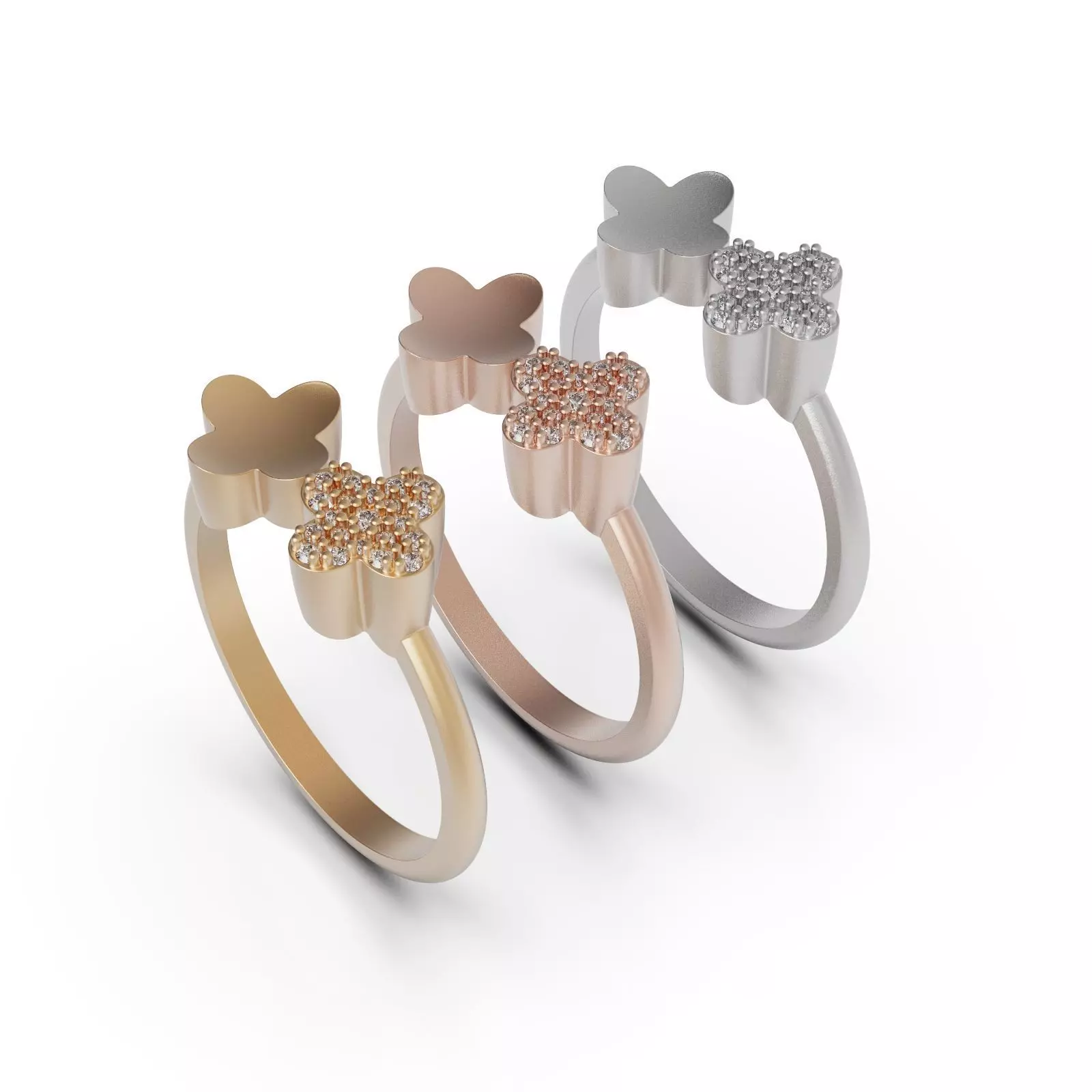 Gold ring V-gem 3D print model_0