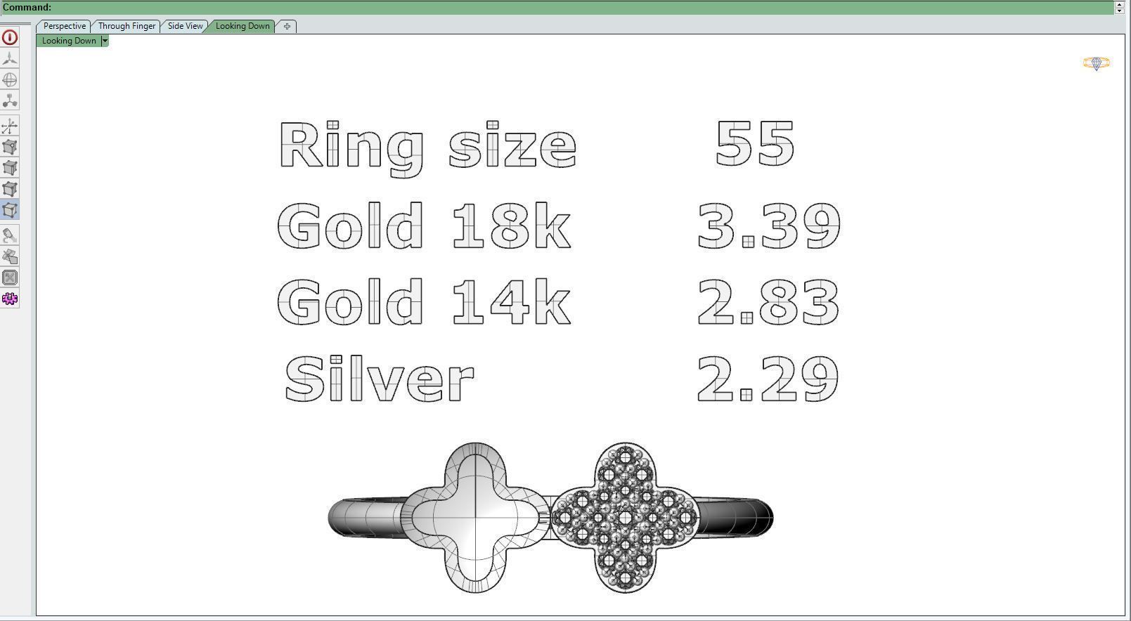 Gold ring V-gem 3D print model_11