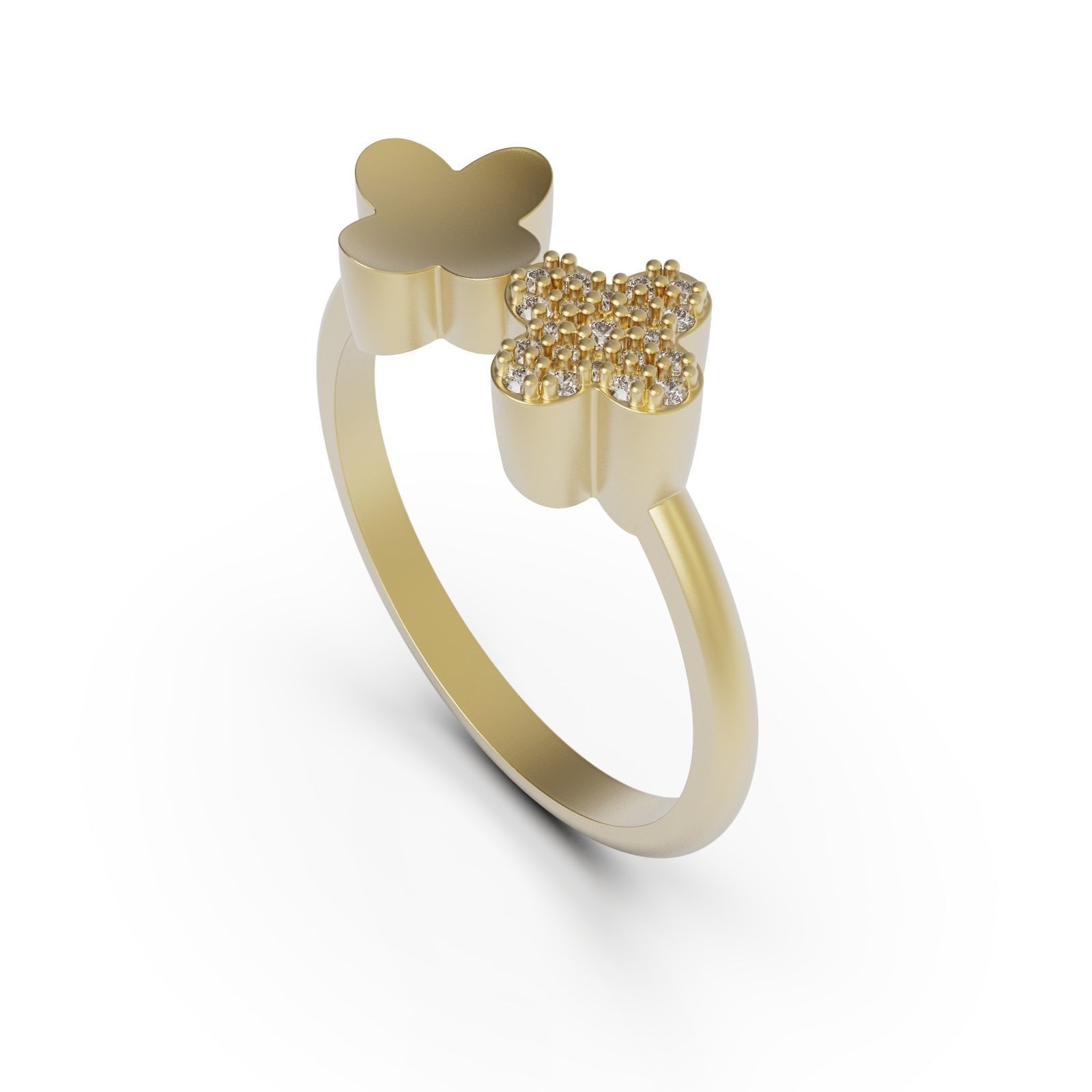 Gold ring V-gem 3D print model_4