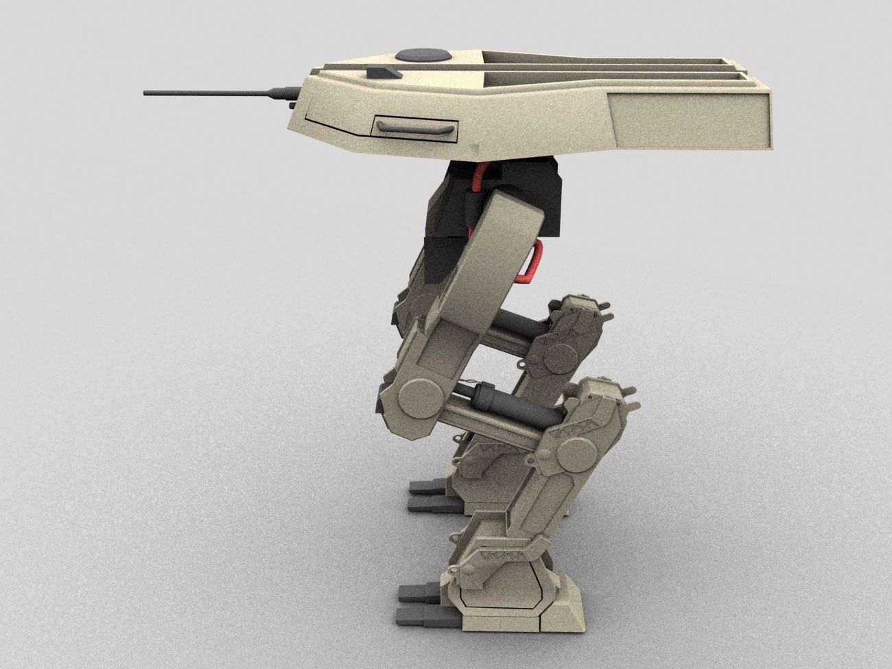 mech robot Low-poly 3D model_2