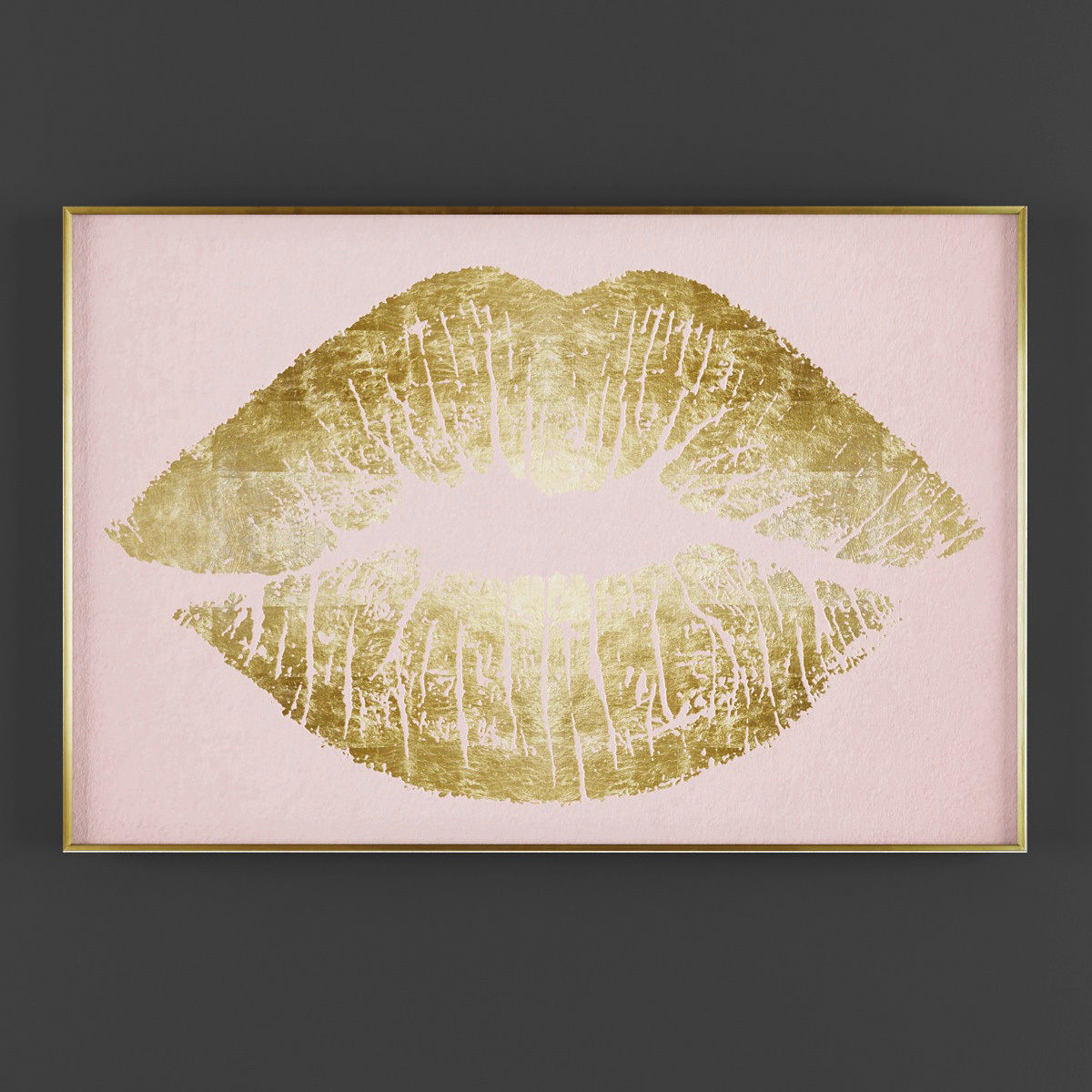 Pictures214 gold lips art 3D model_2