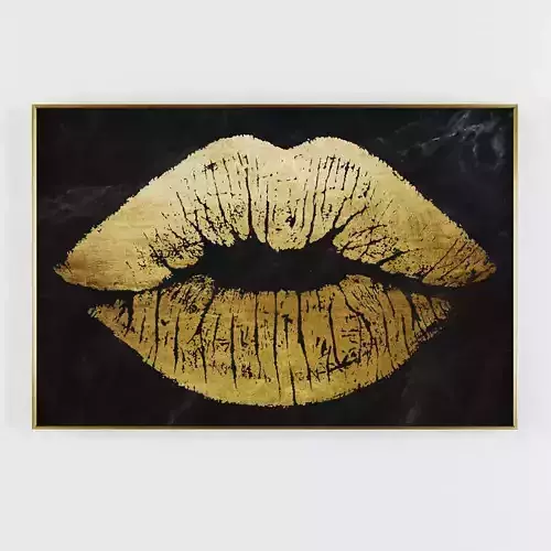 Pictures214 gold lips art 3D model