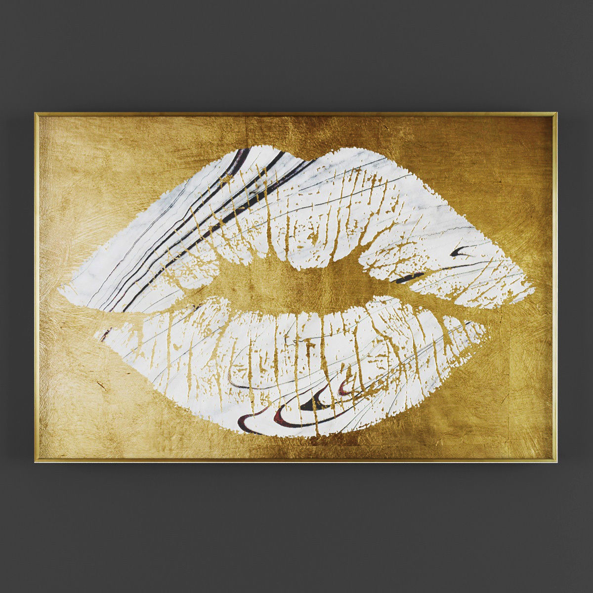 Pictures214 gold lips art 3D model_1