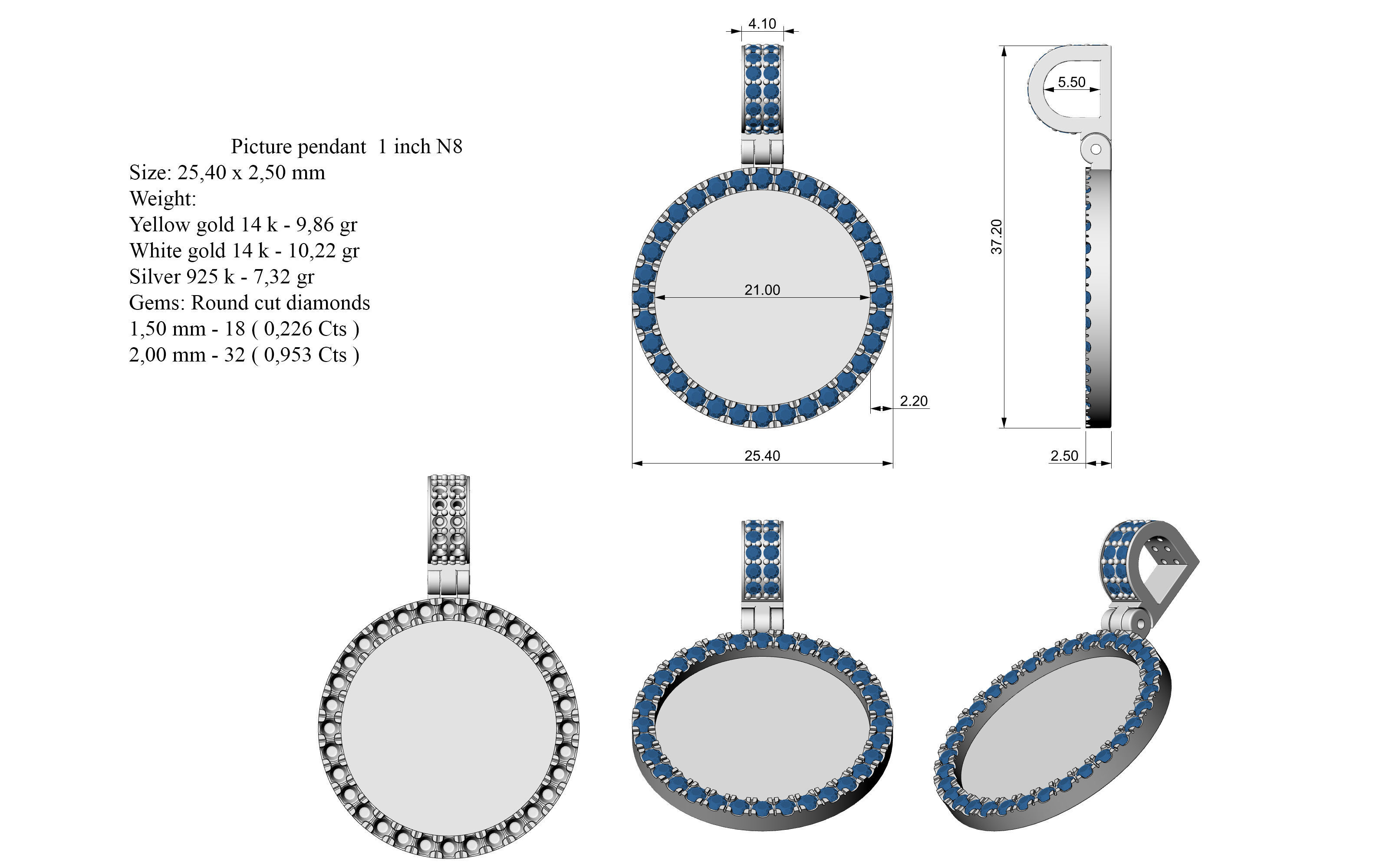 Picture pendant 1-2 inch N8 3D print model_9