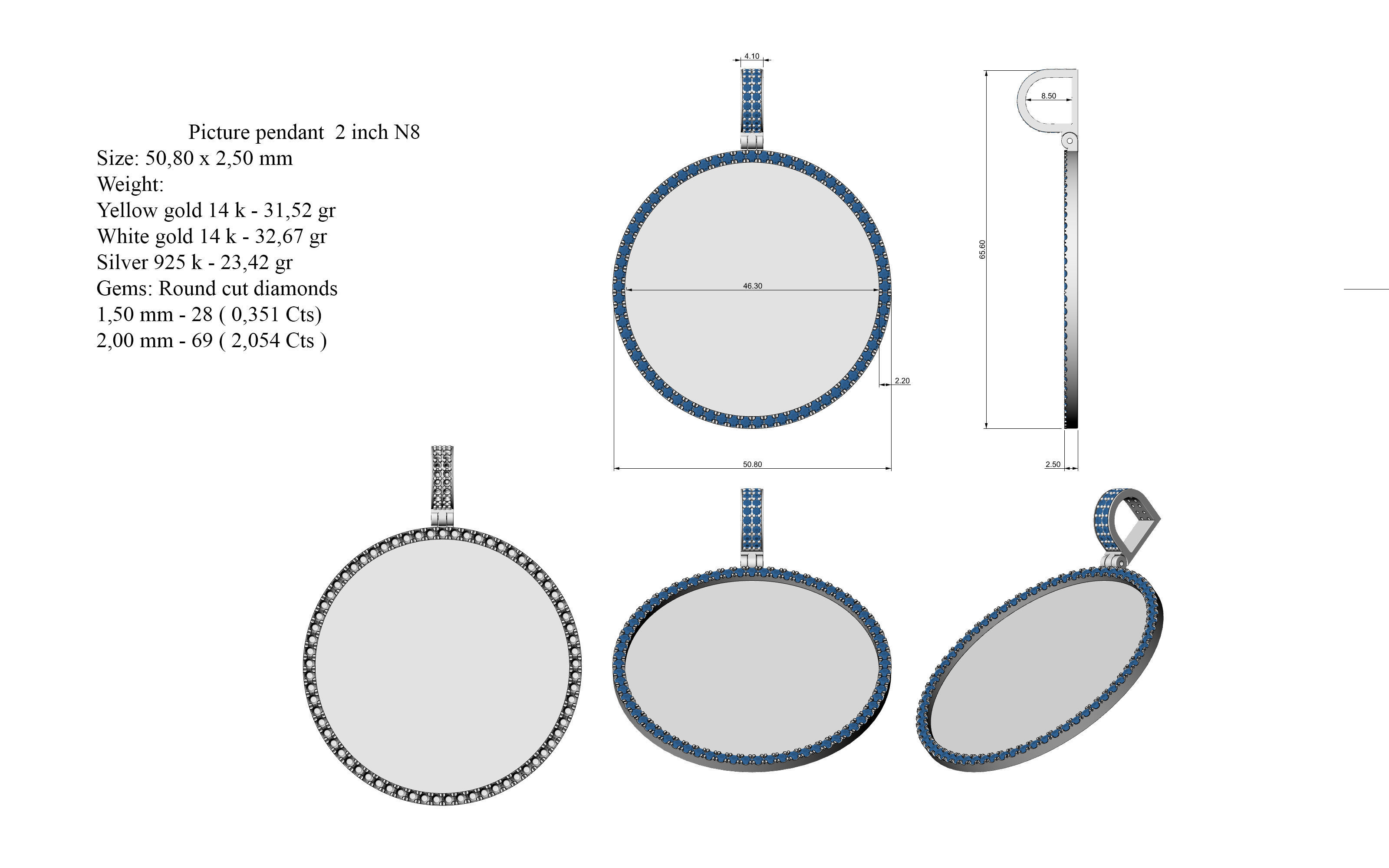 Picture pendant 1-2 inch N8 3D print model_11