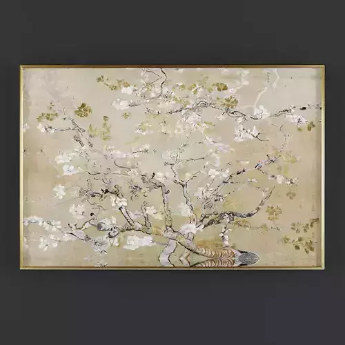 Pictures215 gold and painting of almond tree 3D model