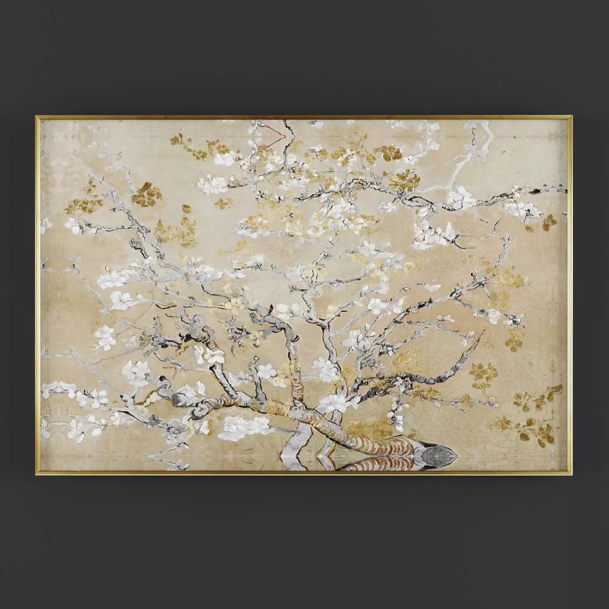 Pictures215 gold and painting of almond tree 3D model_0
