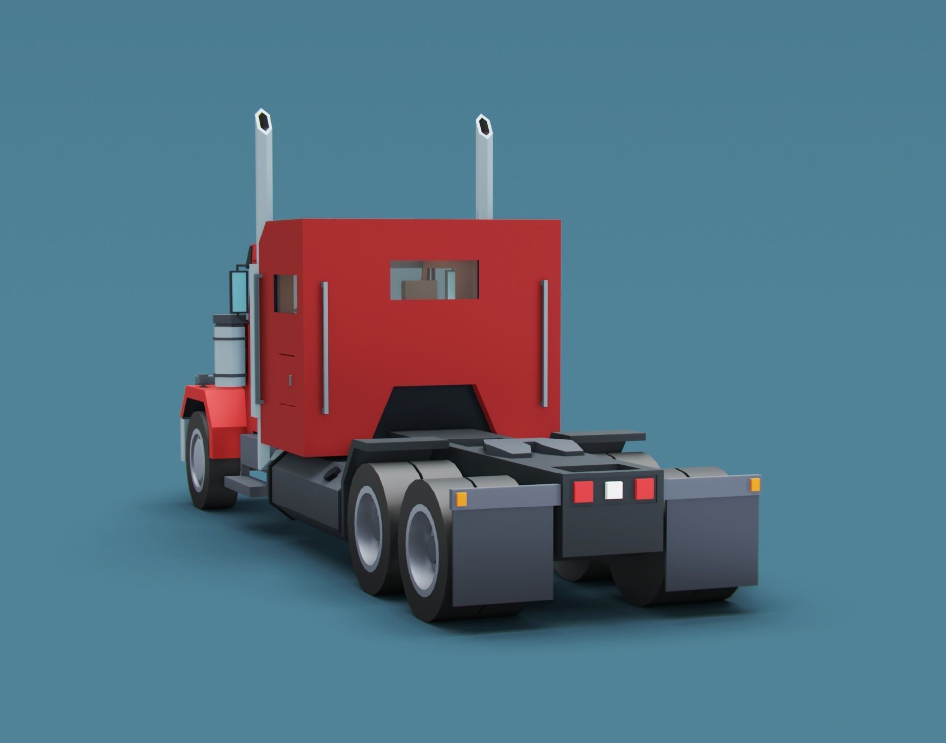 Cartoon Stylized Heavy Semi Truck Low-poly 3D model_4
