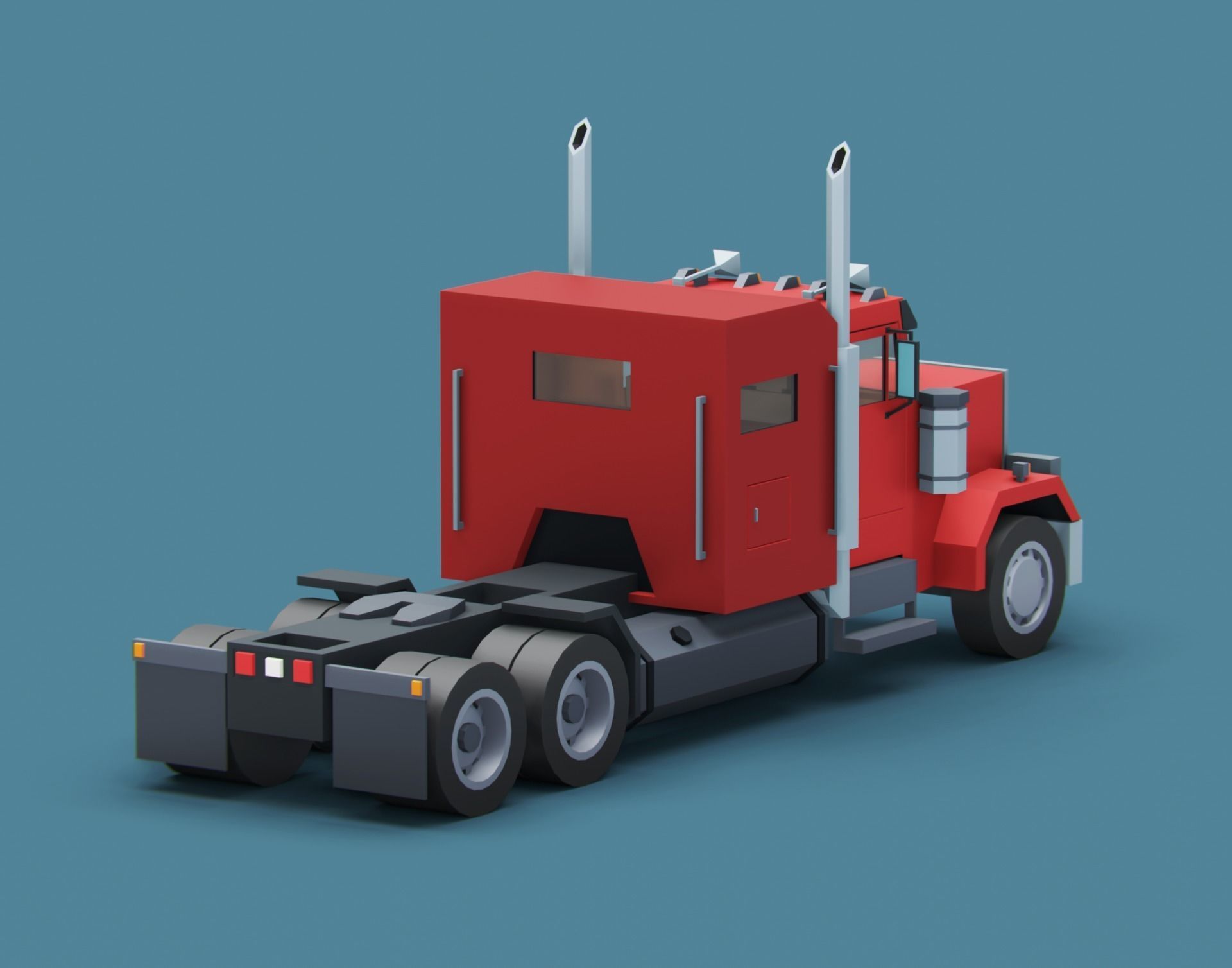Cartoon Stylized Heavy Semi Truck Low-poly 3D model_2