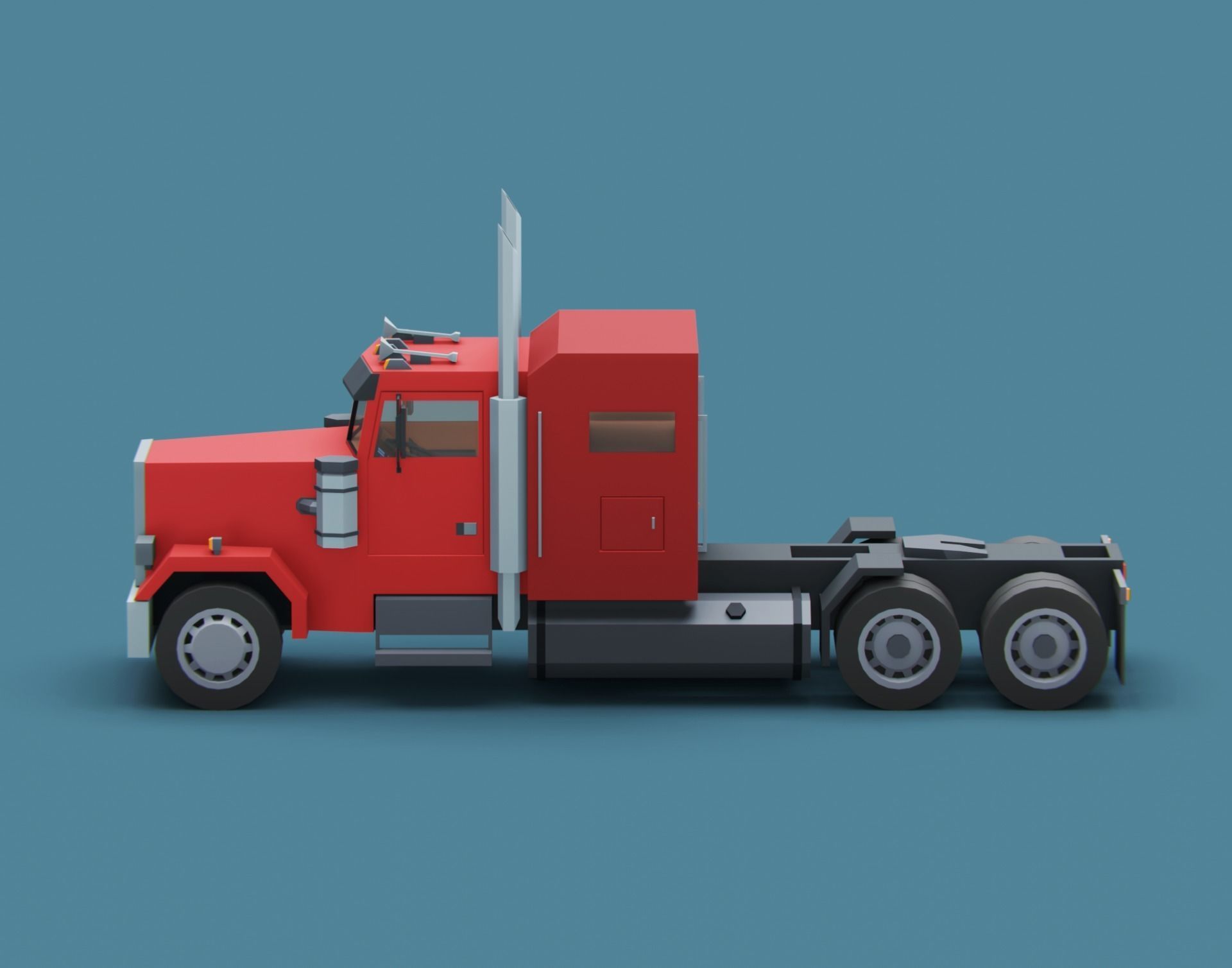 Cartoon Stylized Heavy Semi Truck Low-poly 3D model_7