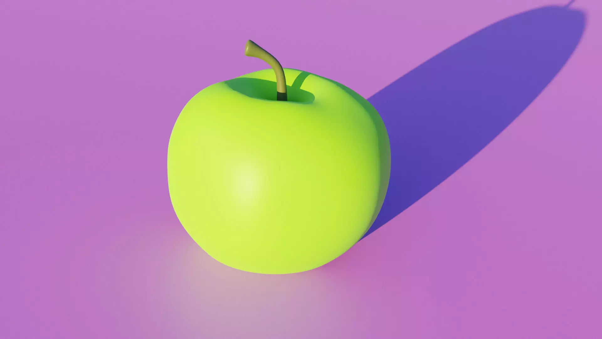 A Green apple on purple background Free 3D model