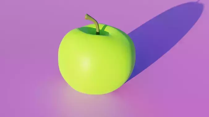 A Green apple on purple background