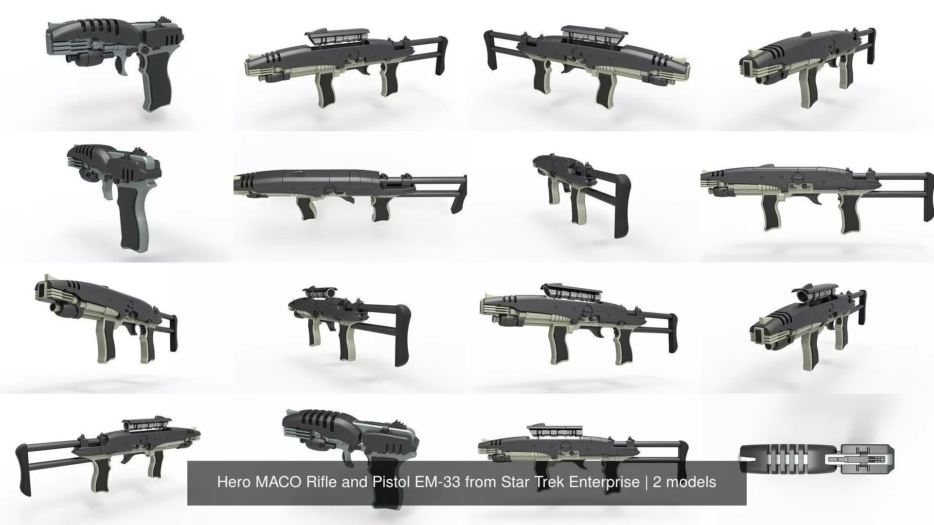 Hero MACO Rifle and Pistol EM-33 from Star Trek Enterprise 3D Model Collection_0