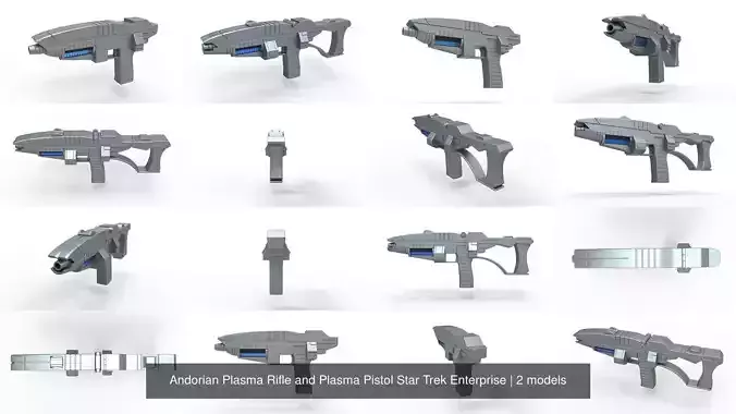 Andorian Plasma Rifle and Plasma Pistol Star Trek Enterprise 3D Model Collection