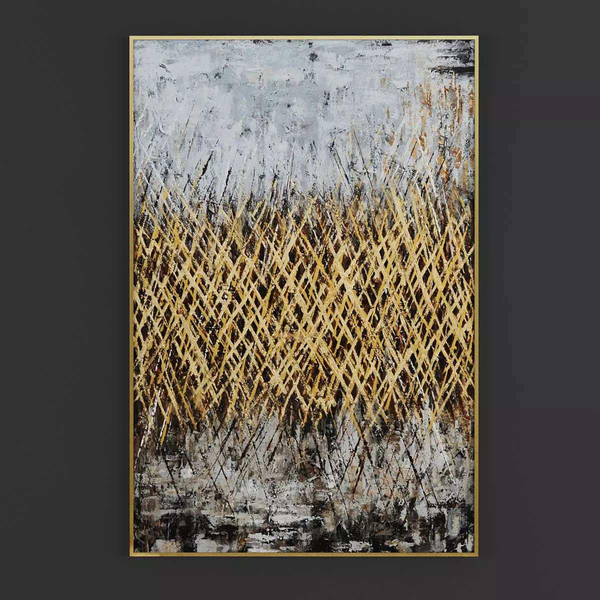 Pictures223 abstract painting in gold Low-poly 3D model_0