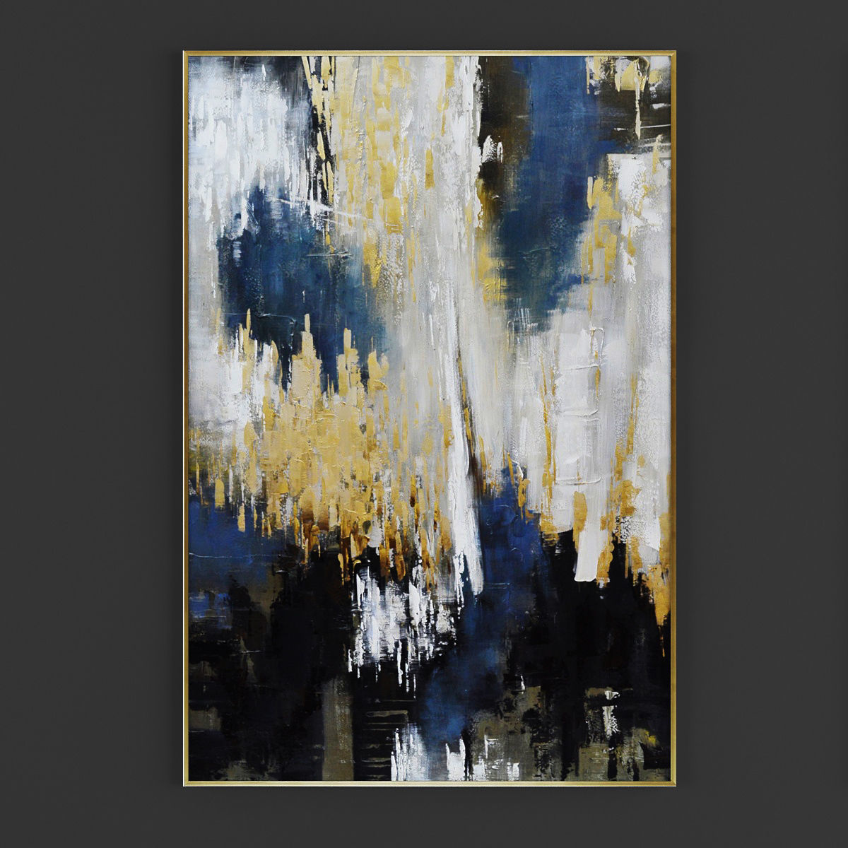 Pictures223 abstract painting in gold Low-poly 3D model_2