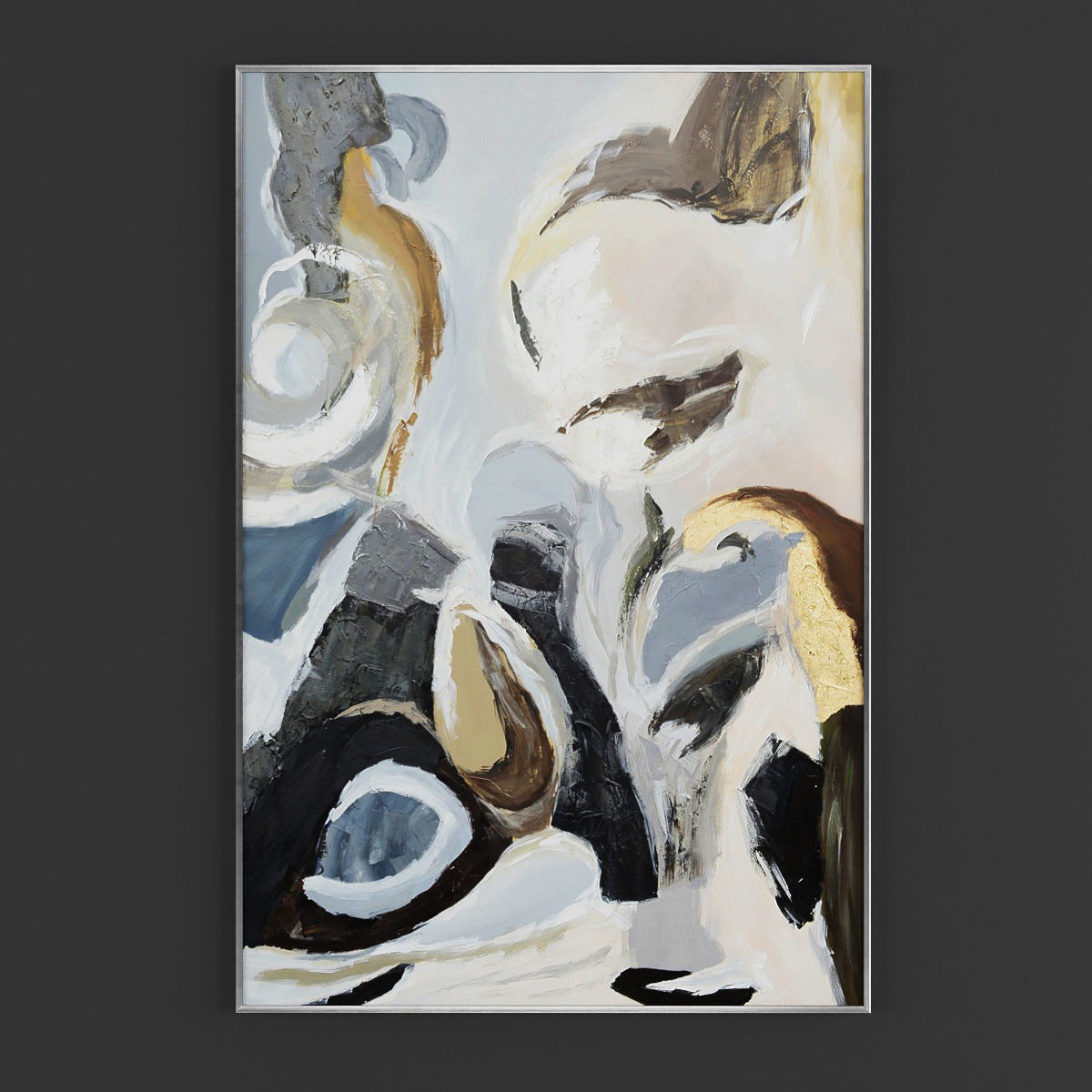 Pictures223 abstract painting in gold Low-poly 3D model_1