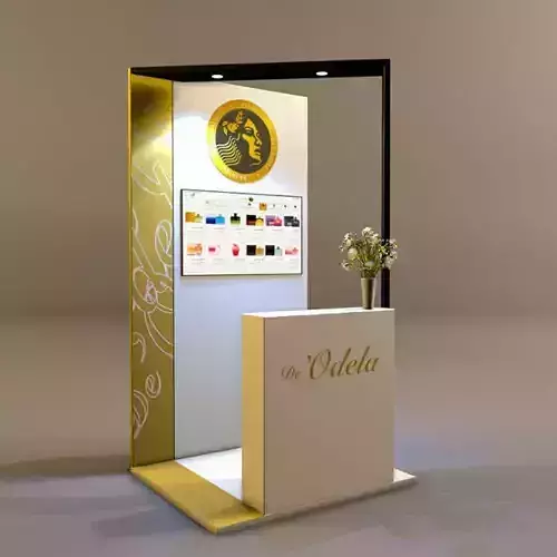 Booth gold and display stand 3D model