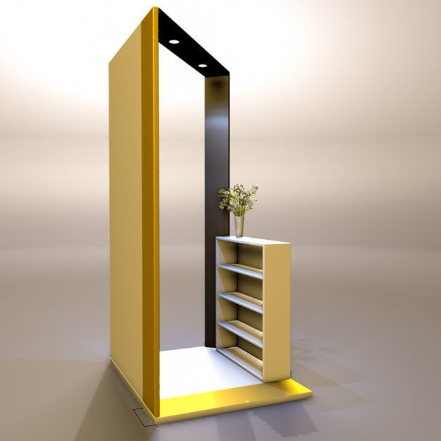 Booth gold and display stand 3D model_3