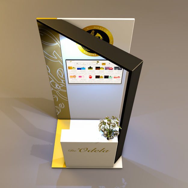 Booth gold and display stand 3D model_4