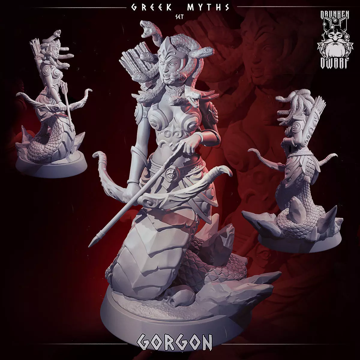 Gorgon mermaid and dice 3D print model_0