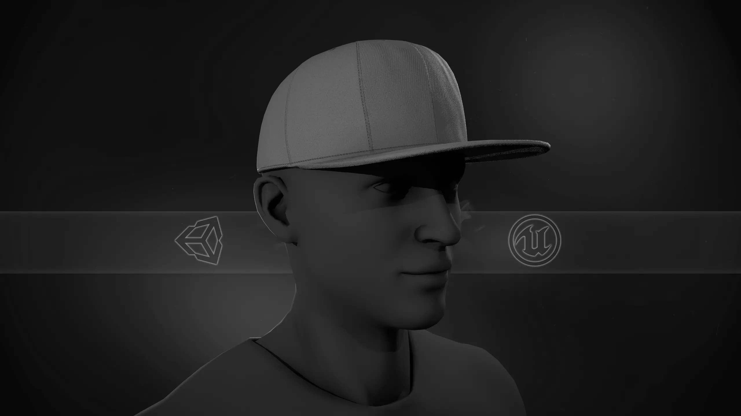 Gray Snapback Cap Low-poly 3D model