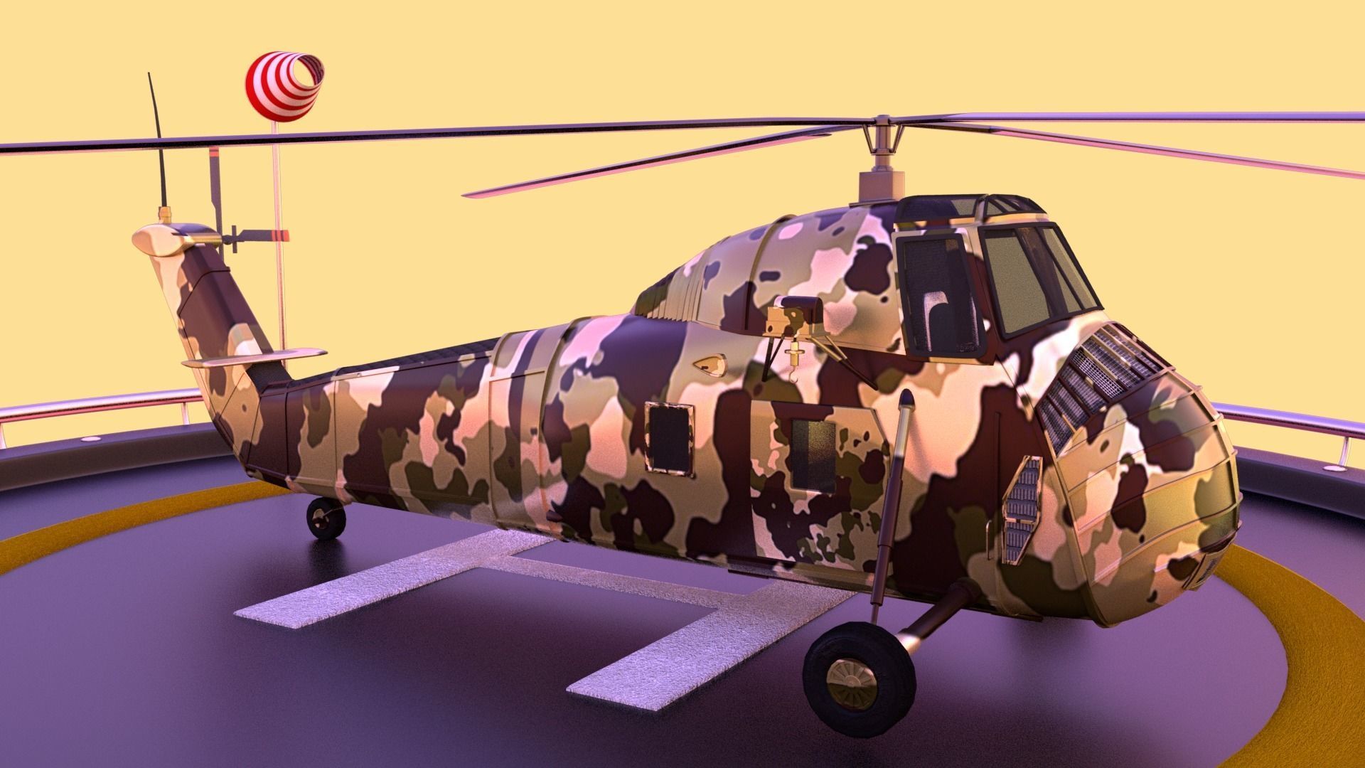 Military helicopter 3D model Low-poly 3D model_3