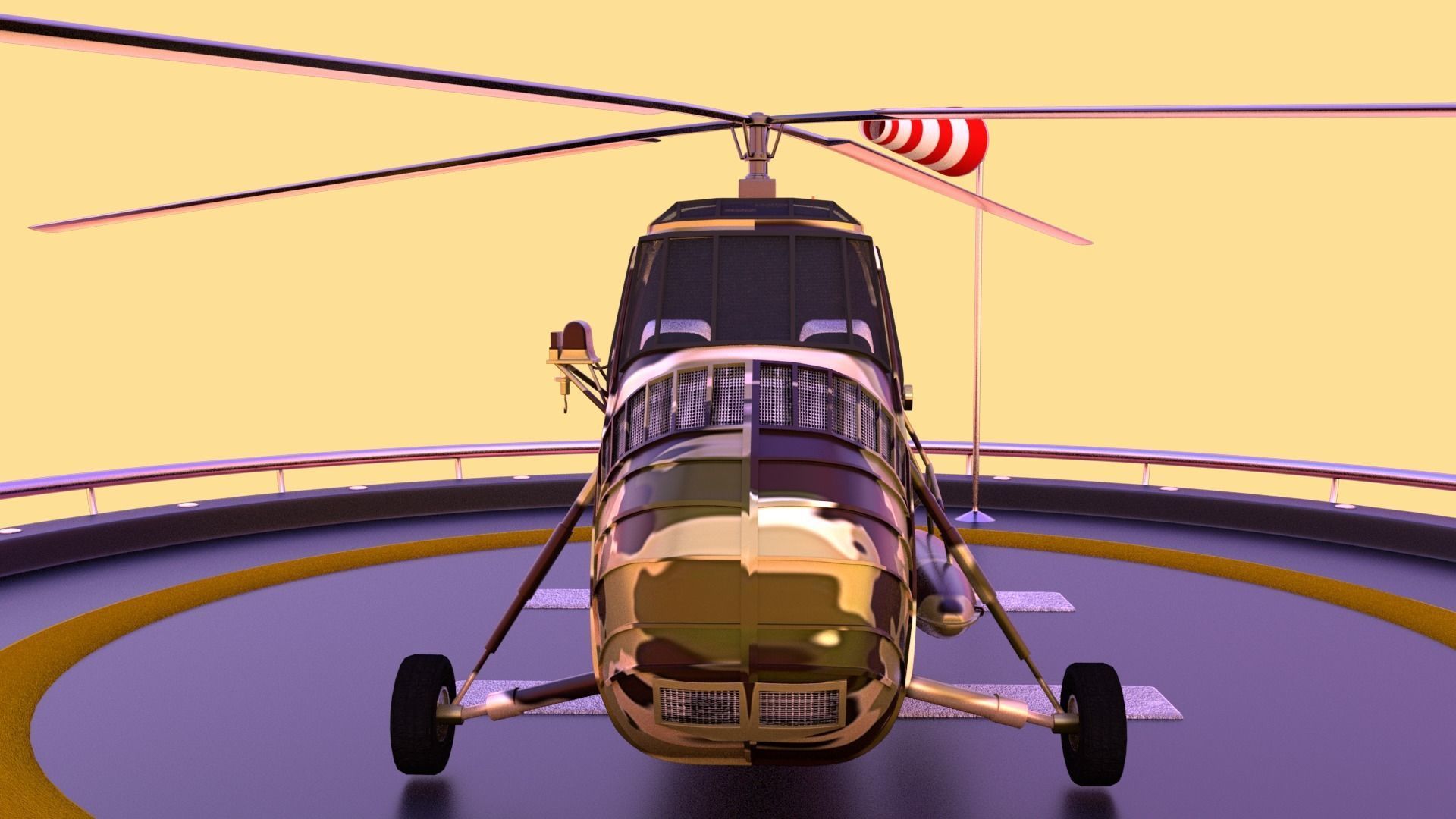 Military helicopter 3D model Low-poly 3D model_2