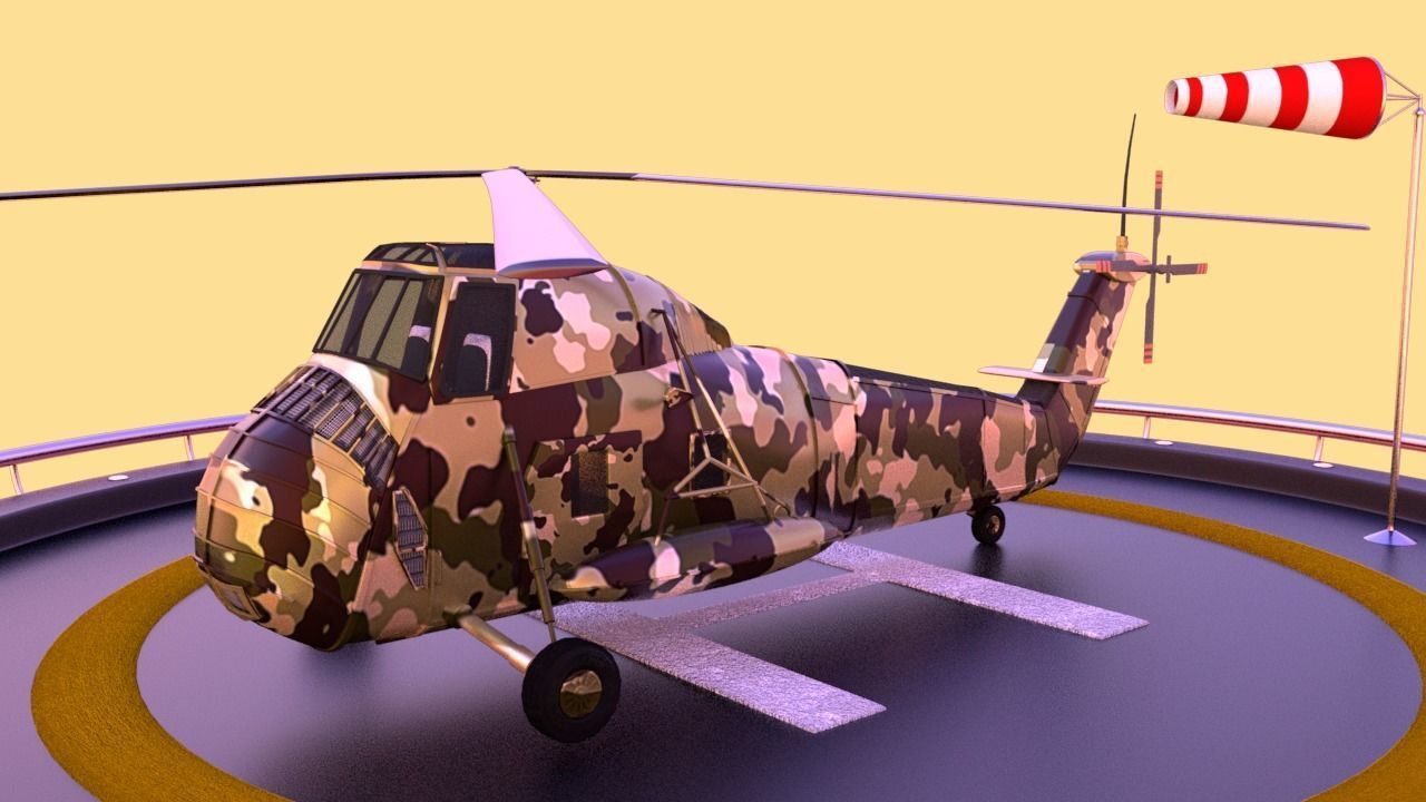 Military helicopter 3D model Low-poly 3D model_5
