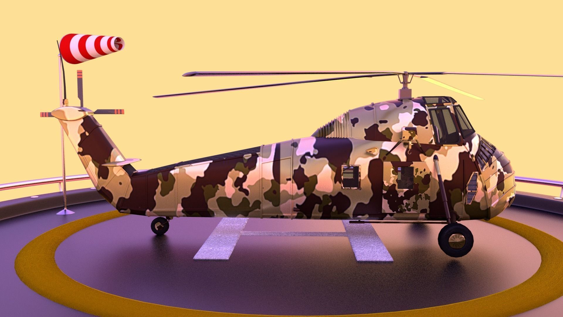 Military helicopter 3D model Low-poly 3D model_6