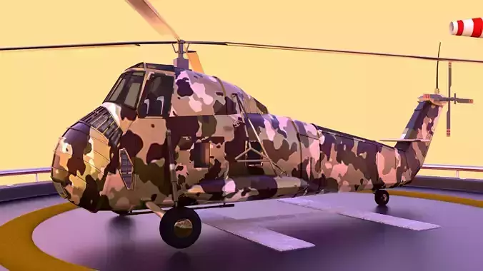 Military helicopter 3D model Low-poly 3D model