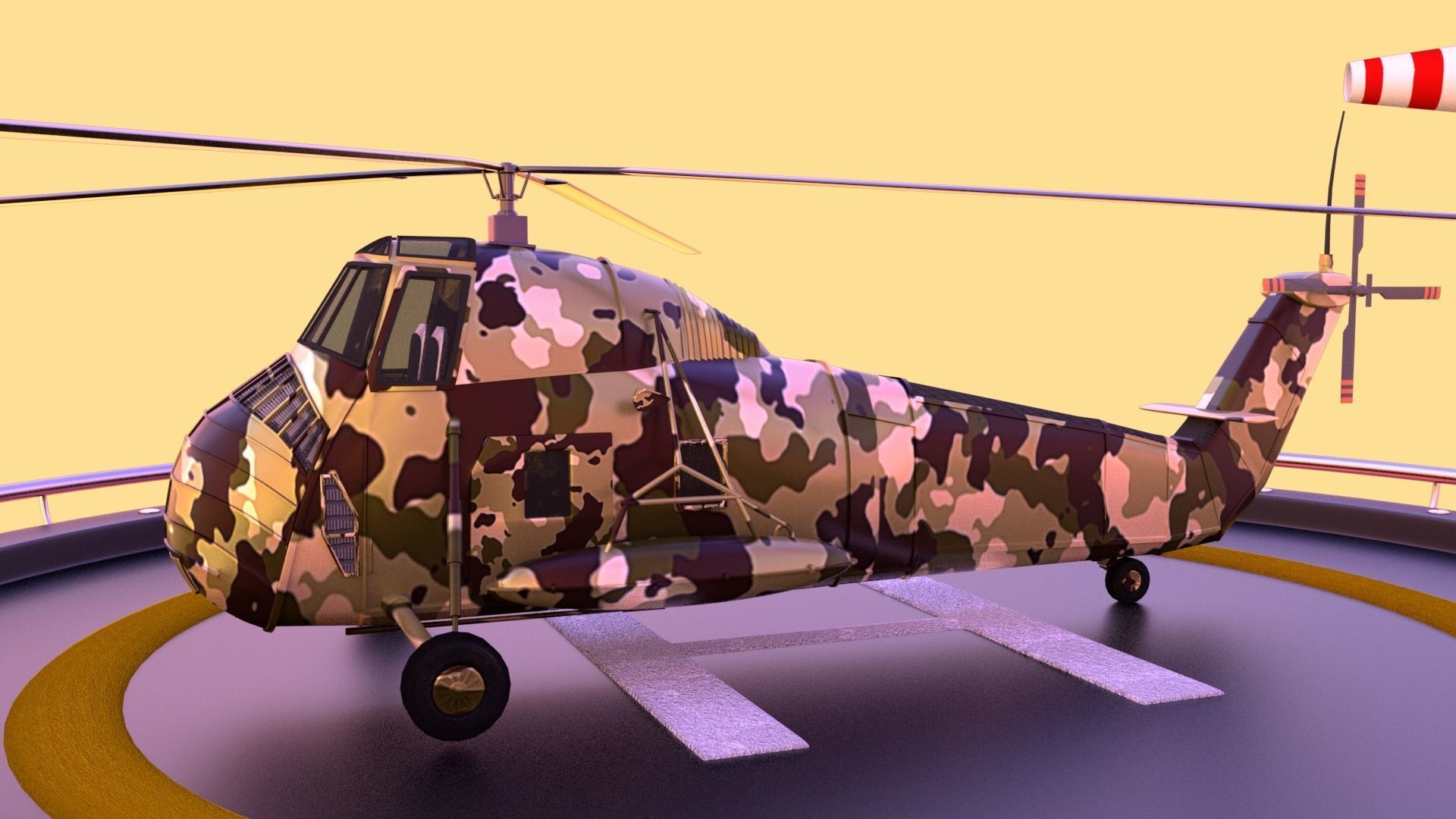 Military helicopter 3D model Low-poly 3D model_1