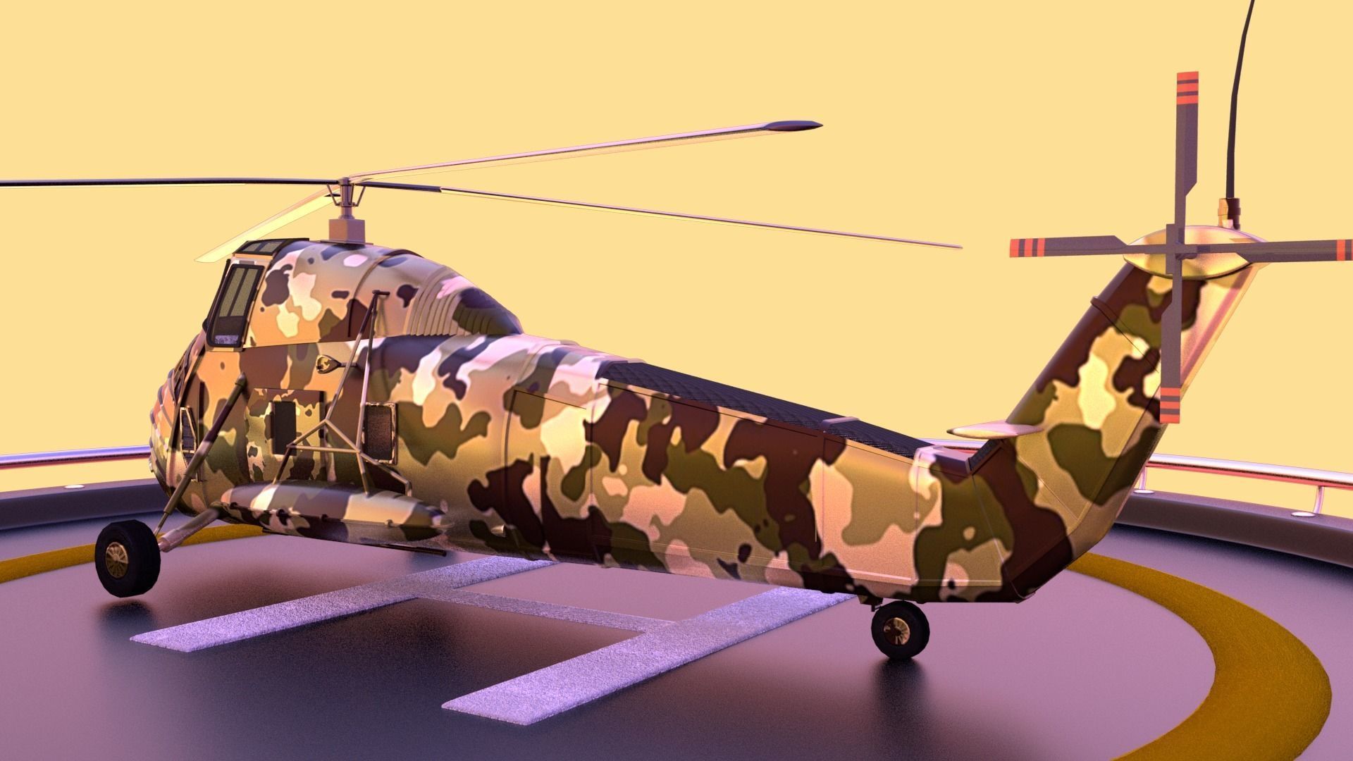 Military helicopter 3D model Low-poly 3D model_7