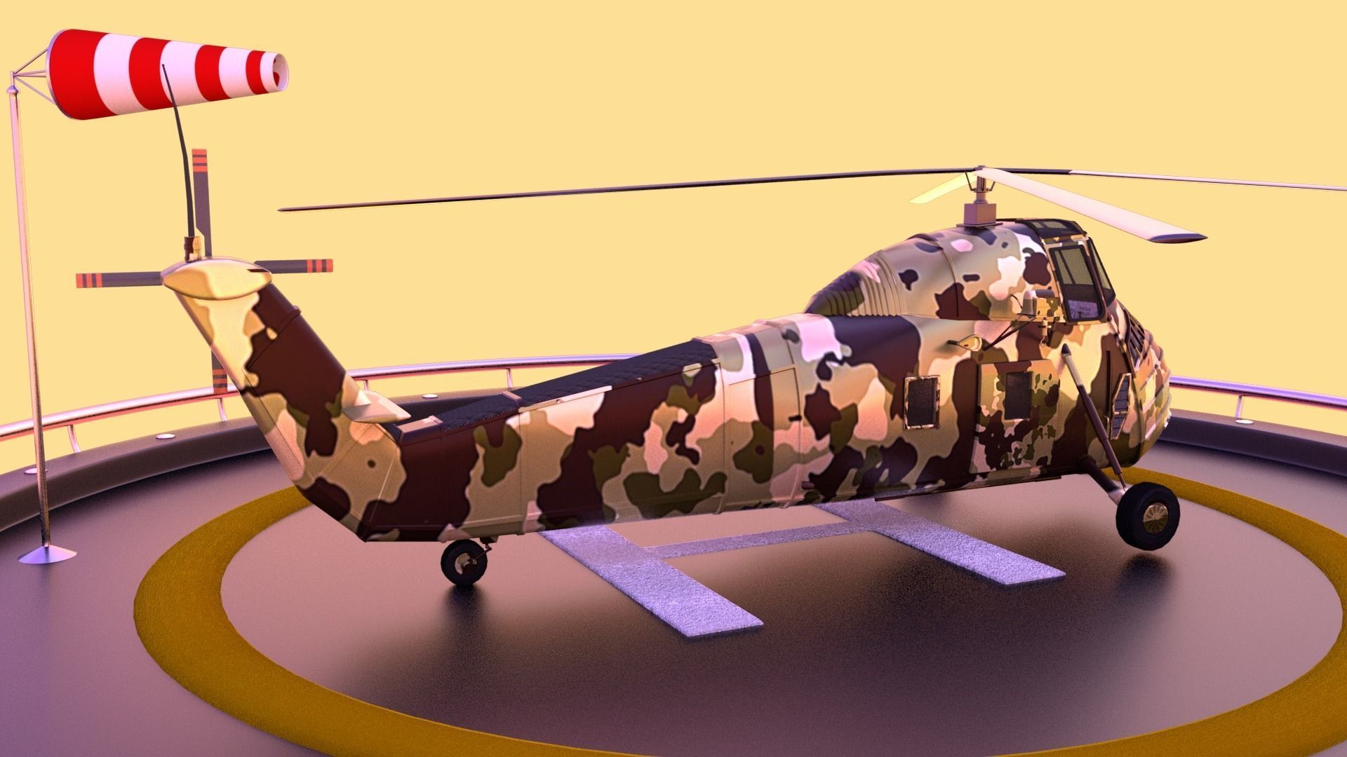 Military helicopter 3D model Low-poly 3D model_8